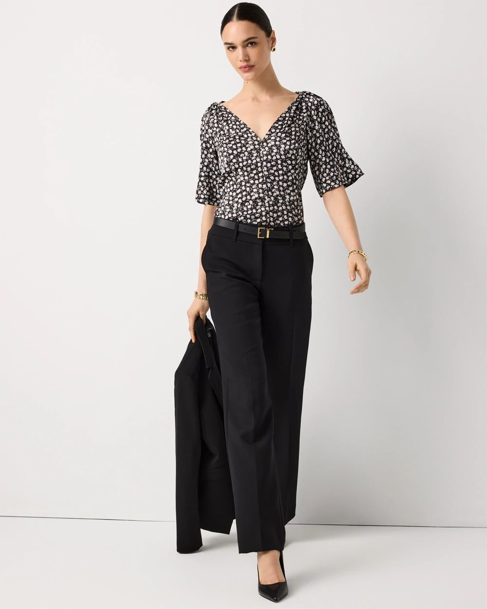 Satin Twist-Shoulder Top | White House Black Market